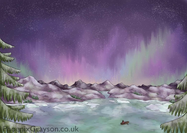 Norhtern_Lights_Illustration_Lake_Mountains-1